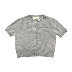 Hiatus Cardigan Sweater Women Extra Large Heathered Gray Rhinestone Button Front